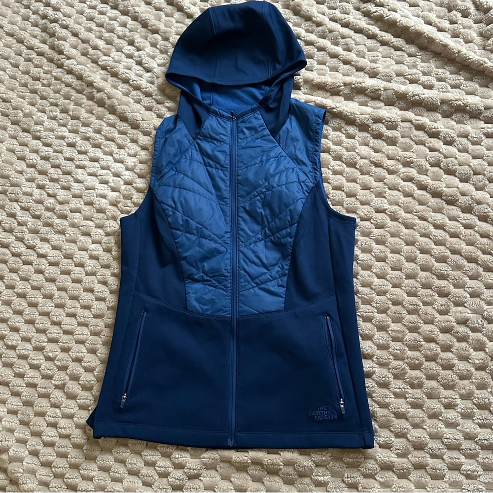 The North Face Blue Hooded Vest medium